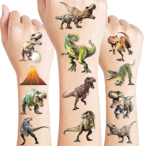 60 Pre-Cut 3D T-Rex Dinosaur Temporary Tattoos for Kids