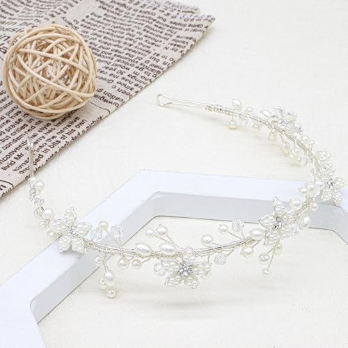 Elegant Flower Girl Headband with Crystals and Pearls