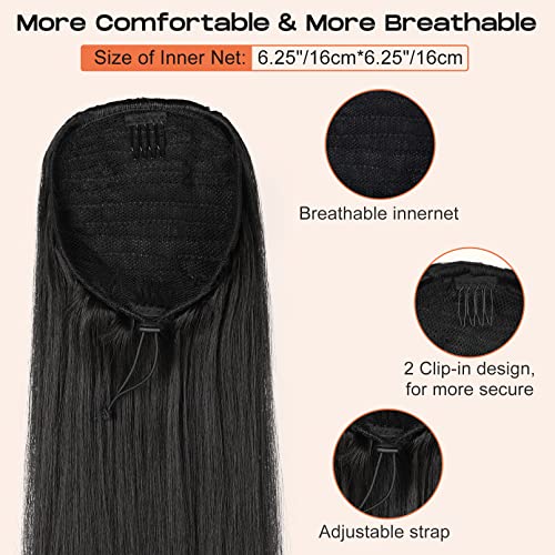 SEIKEA 28" Ponytail Extensions Drawstring Long Straight Fake Pony