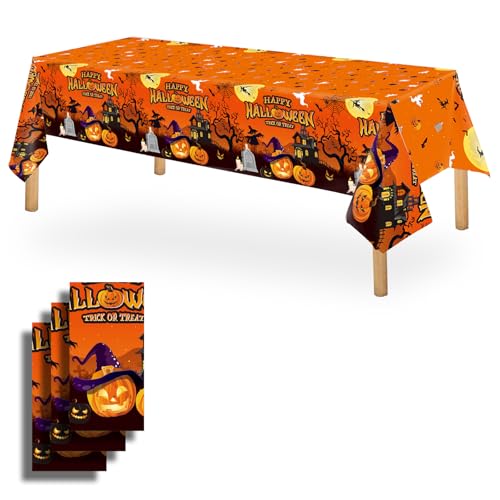 OQOQ Halloween Tablecloth Set - 3 Packs, 108x54 Inches, Orange