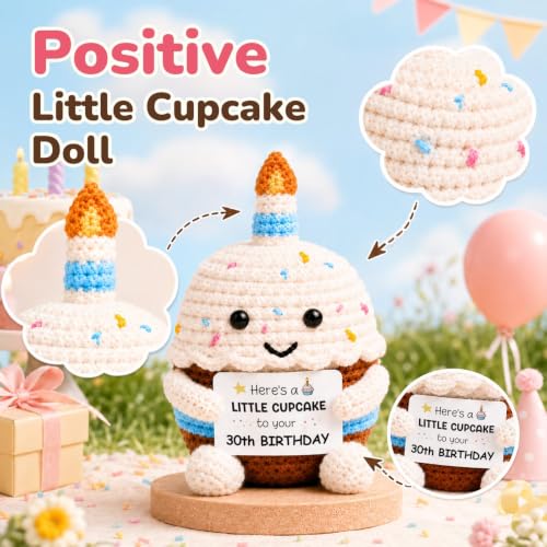Handmade Crochet Cupcake Doll - 30th Birthday Gift for Him & Her