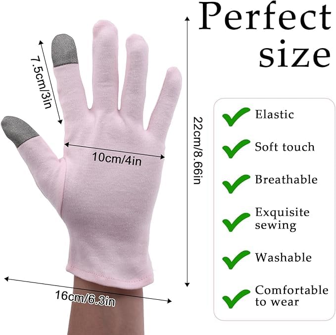 HandLove 100% Cotton Moisturizing Gloves for Eczema Relief - 2 Pairs