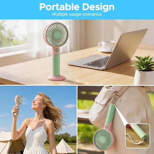 QearFun 2-in-1 Handheld & Desk Fan - Portable Rechargeable Cooling Fan