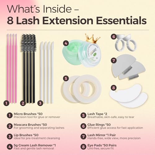 LashView 254 PCS Lash Supplies Kit with Remover & Tools - TOOLKIT+REMOVER