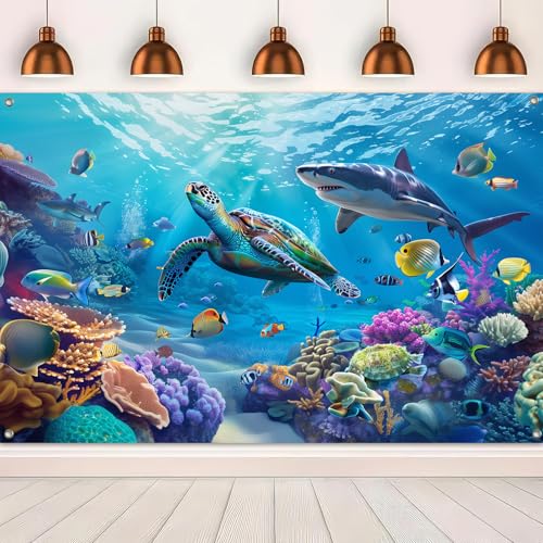 BlissYard Underwater World Banner | Marine Life Backdrop 71x43