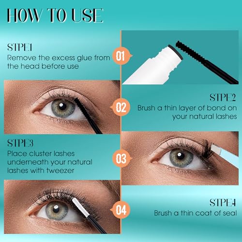 GEMERRY D Curl Lash Clusters 280pcs - Wispy Volume Eyelash Extensions for Beginners