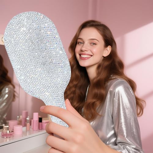 MInovel White Diamond Hair Brush - Sparkly Detangler & Styling Tool for Women