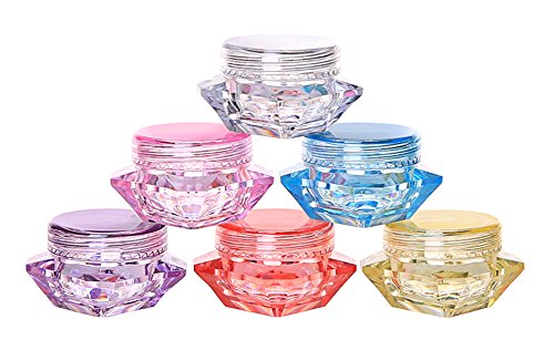 60 Pack Diamond Plastic Jars - 5g Refillable Cosmetic Containers