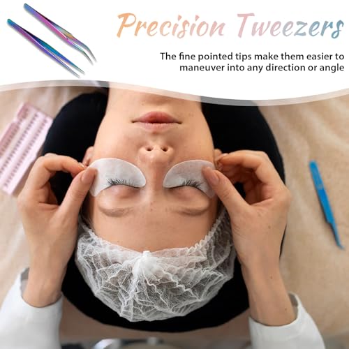 2PCS Precision Eyelash Extension Tweezers Set - Stainless Steel