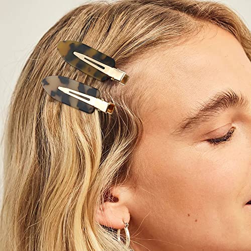 Canitor Leopard No Bend Hair Clips - Women's Resin Tortoise Shell Hairpins (4 Pack)
