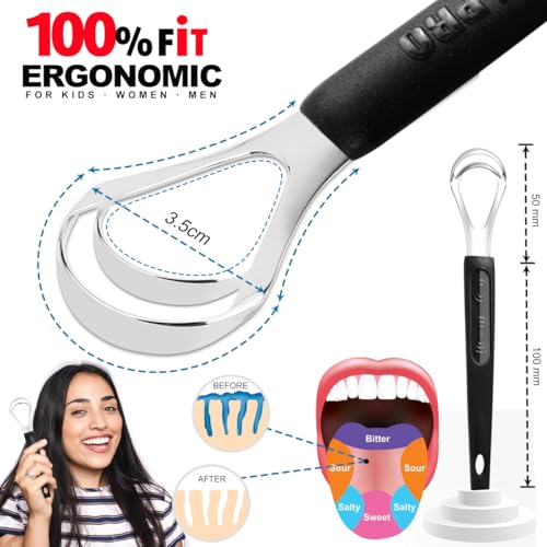 3-Pack Stainless Steel Tongue Scrapers for Fresh Breath