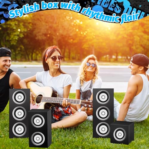 80s 90s Boombox Party Boxes - 6 Pack Retro Music Theme Favors