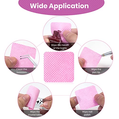 200 Pack Pink Lint Free Nail & Eyelash Glue Wipes - Absorbent Non-woven Fabric
