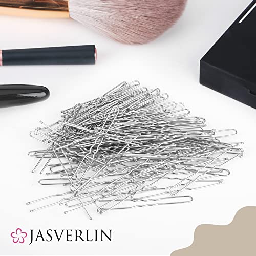 JASVERLIN Silver U Shaped Hair Pins - 100 Pcs 2.4 In Bun Pins