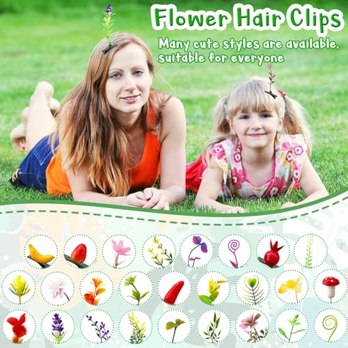 100 Mixed Plant Hair Clips - Cute Bean Sprout Hairpins for Kids & Adults