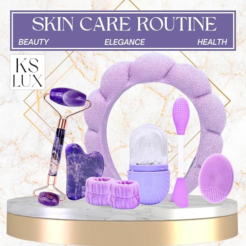 Purple Skincare Tools Set with Jade Roller & Gua Sha - Self Care Kit