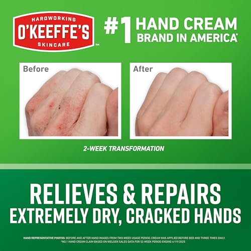 O'Keeffe's Working Hands Hand Cream for Extreme Dryness - 3 oz Travel Size Tube (1 Pack) - Repairing Skincare for Cracked, Dry Hands