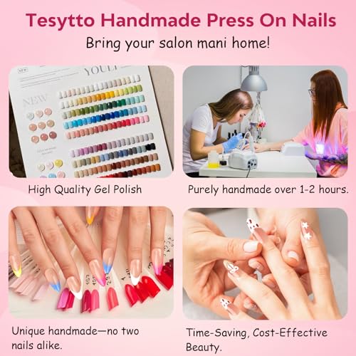 Red Gold Classic Handmade Press-On Nails - Baroque Design (S)