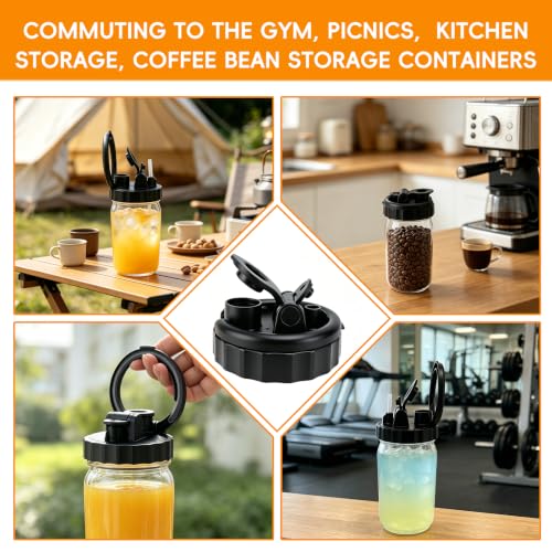 Leakproof Flip Spout Mason Jar Lids - 3-Pack for Regular & Wide Mouth Jars