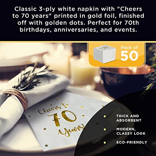 Cheers to 70 Years Cocktail Napkins - 50-Pack 3-Ply Party Supplies