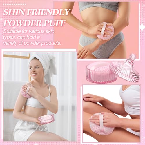Extra Large Body Powder Container Set with Puff - Pink (2 Pcs)
