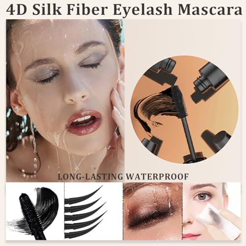 4 Pack Waterproof 4D Silk Fiber Lash Mascara - Long-Lasting, Non-Clumping, Black