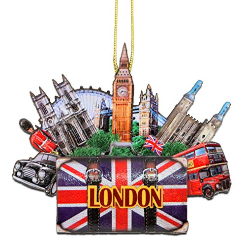 4-Inch Double-Sided 3D London Christmas Ornament with Landmarks