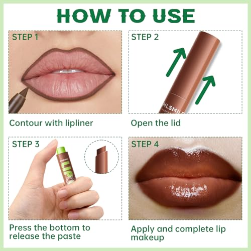 HOSAILY Moisturizing Solid Lip Gloss Set 0.05oz x 4 - Lip Oil & Lip Liner Combo for Women