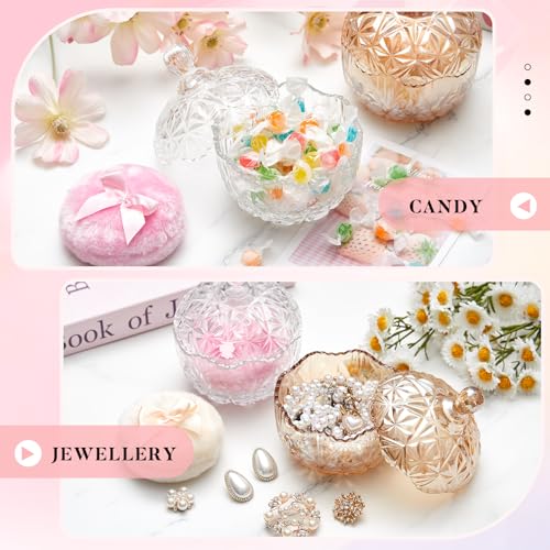 Tioncy 4 Pcs Large Body Powder Puff & Container Set - Diamond, Amber & Clear