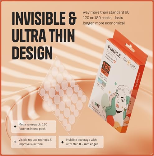 GoGleefy 180 Pimple Patches for Face – Invisible Hydrocolloid Acne Spot Treatment, Day & Night Skin Healing