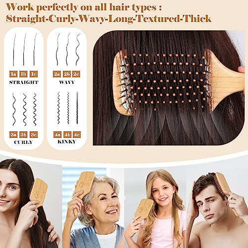 Sofmild Bamboo Paddle Hair Brush and Tail Comb Set for All Hair Types