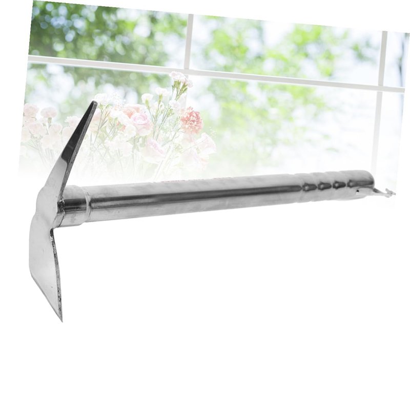 POPETPOP Stainless Steel Garden Hoe 15.35 Inch Lightweight Double Use Pickaxe and Hoe Tool for Yard Planting Weeding and Soil Turning