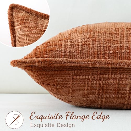 OTOSTAR 16x24 Inch Soft Chenille Decorative Pillow Cover - Rust