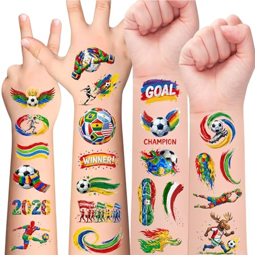 75PCS Soccer Temporary Tattoos Fans Party Favors & Team Spirit Accessories