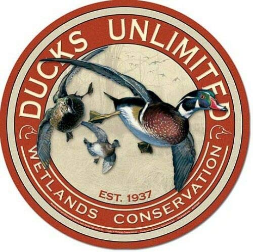 Ducks Unlimited 12" Round Tin Sign - Retro Metal Wall Decor