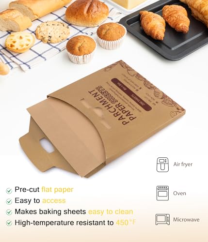 Acasimo Precut Parchment Paper Sheets 9x9in - 200PCS Non-Stick