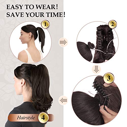 Sofeiyan 13" Curly Claw Clip Ponytail Extension - Darkest Brown to Black