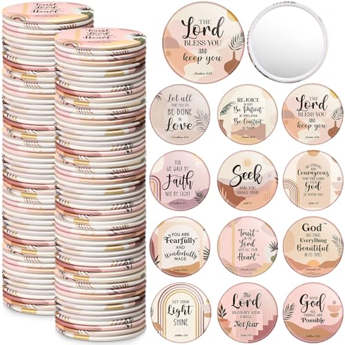 Bible Verse Compact Mirrors 48 Pcs - Inspirational Christian Makeup Mirrors with Unique Designs