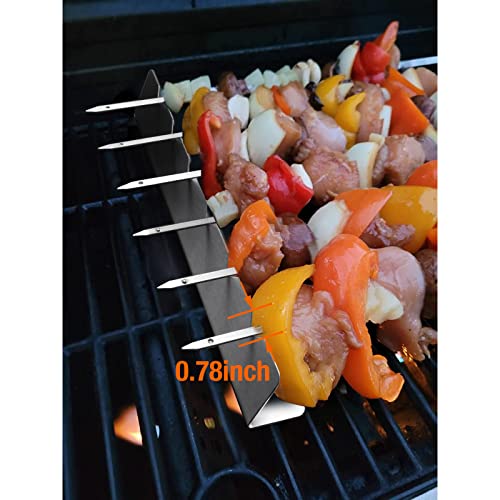 Stainless Steel Kabob Skewers Rack Set - 2 Piece BBQ Accessory