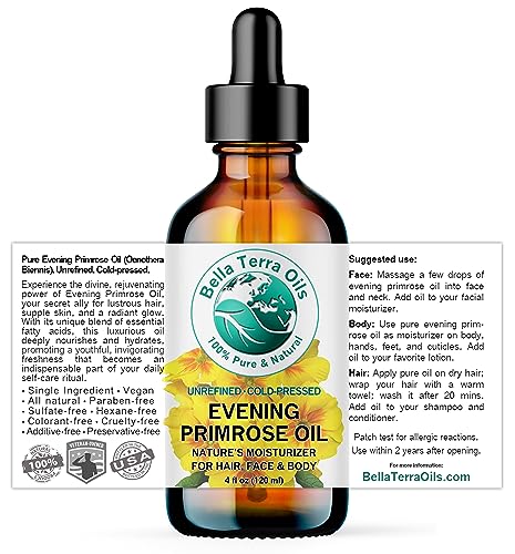 Evening Primrose Oil 4 Fl Oz - Pure Cold-Pressed Beauty Oil