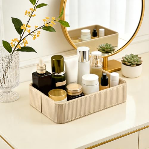 PU Leather Desk Organizer Tray - Modern Nightstand Storage
