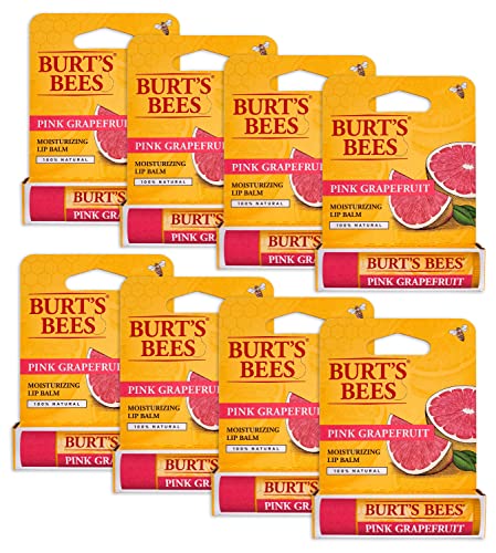 Burt's Bees Moisturizing Lip Balm, Pink Grapefruit, 8 Pack