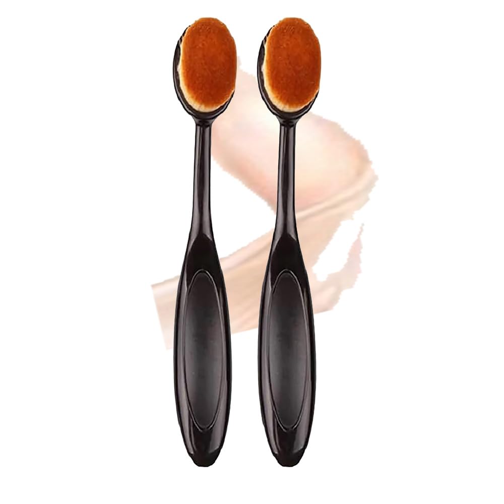 Traceless Petal Kabuki Makeup Brushes - 2 Pc Set for Flawless Foundation Application
