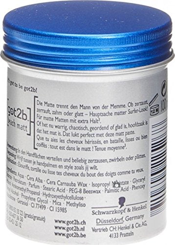 Schwarzkopf Got2b Beach Matt Surfer Look Matt Paste 100ml - Unscented, Medium Hold