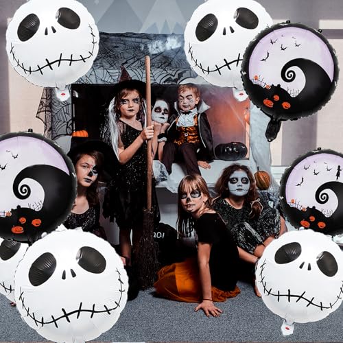 16Pcs Halloween Skull Balloons - Foil Decorations for Parties