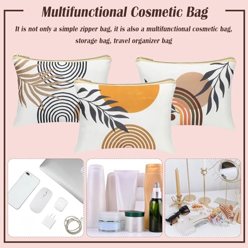Pinkunn 6 Pack Boho Makeup Bags - Canvas Cosmetic Pouches