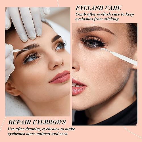 Lallisa 100pc Micro Eyebrow Spoolie Brushes with Caps for Lash Extensions