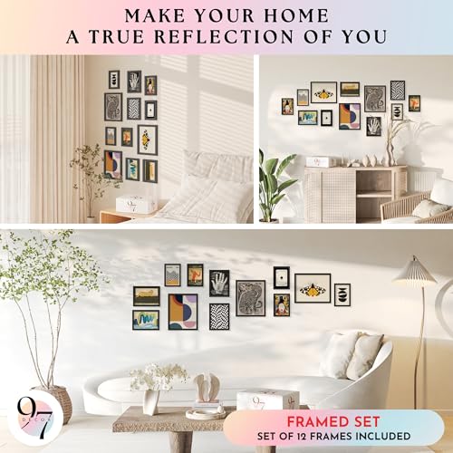 Eclectic Wall Art Prints Set - 12 Unframed Retro Decor for Home