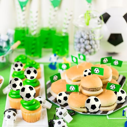 28pcs Mini Soccer Ball Cake Toppers for Birthday Parties