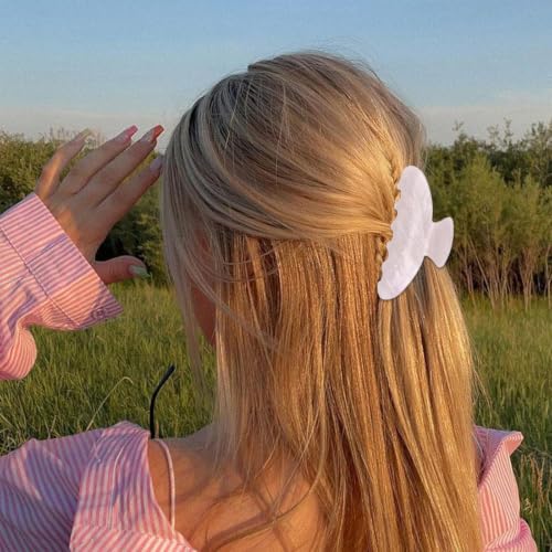 2Pcs Hair Claw Clips - White & Light Purple, Secure Hold & Stylish Design